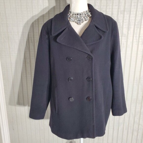 CALVIN KLEIN COAT BLACK LONG SLEEVE WOOL/CASHMERE SIZE 18W(2X) - Picture 1 of 8